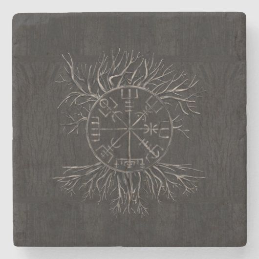 Yggdrasil Vegvisirそして生命の樹 ストーンコースター (正面)
