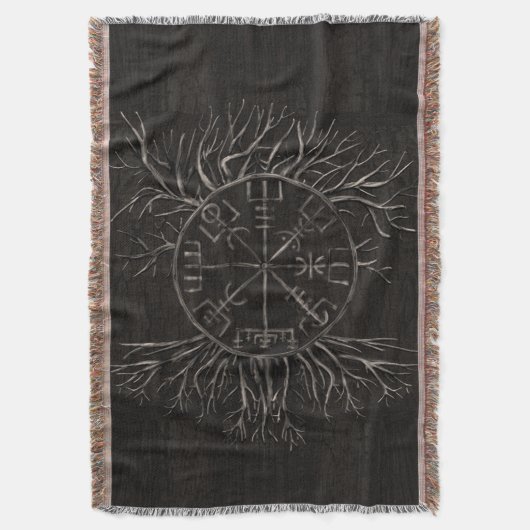 Yggdrasil Vegvisirそして生命の樹 スローブランケット (正面縦)