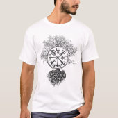 - Yggdrasil Vegvisirそして生命の樹 Tシャツ (正面)