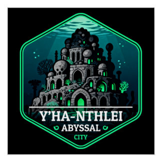 Y'ha-nthlei 深海の都市 ヴィンテージ トラベル バッジ ポスター