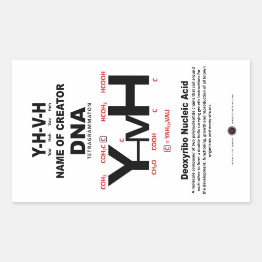 YHVH-DNA化学結合 長方形シール (正面)