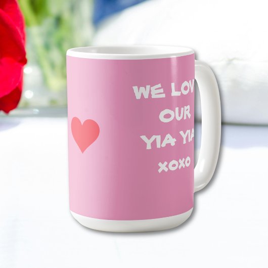 「YIA YIAギフトが大好き」ソフトピンクとホワイト コーヒーマグカップ