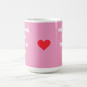 「YIA YIAギフトが大好き」ソフトピンクとホワイト コーヒーマグカップ (中央)