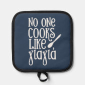 Yiayiaギリシャの祖母調理師のような誰も海軍 鍋敷き (正面)