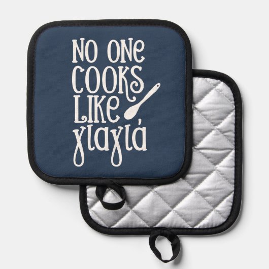 Yiayiaギリシャの祖母調理師のような誰も海軍 鍋敷き (正面/裏面)