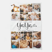 Yiayia We Love youハートモダンPhoto Collage キッチンタオル (縦)