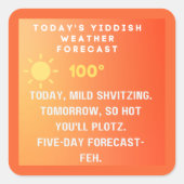 Yiddish Weather Forecast  スクエアシール (正面)