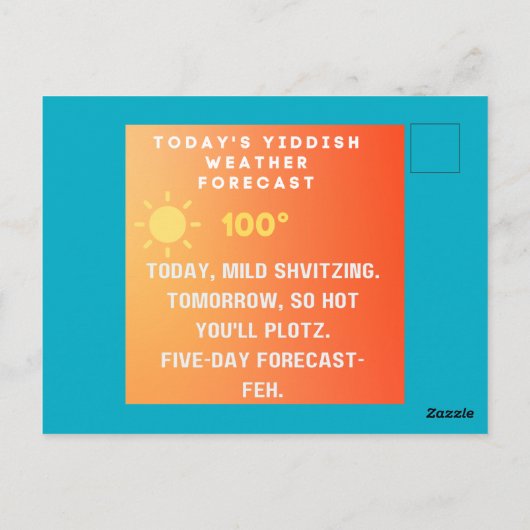 Yiddish Weather Forecast  ポストカード (裏面)
