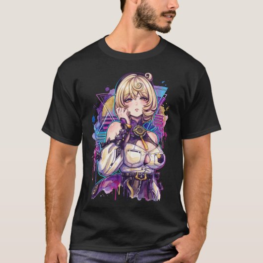 Yidhari ZZZ 紫色の目 +触手 Vaporwave N Tシャツ (正面)