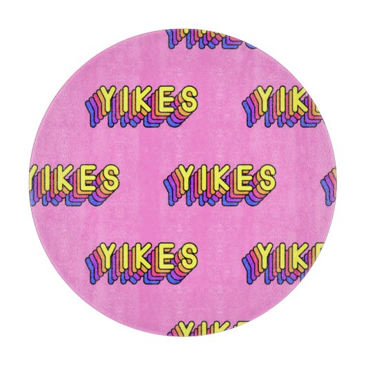 Yikes Words:ピンクのヴィンテージ壁紙。 カッティングボード (正面)
