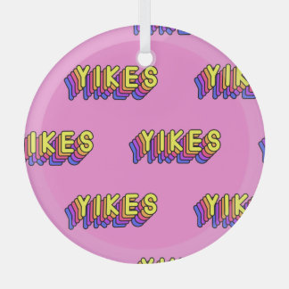Yikes Words:ピンクのヴィンテージ壁紙。 ガラスオーナメント