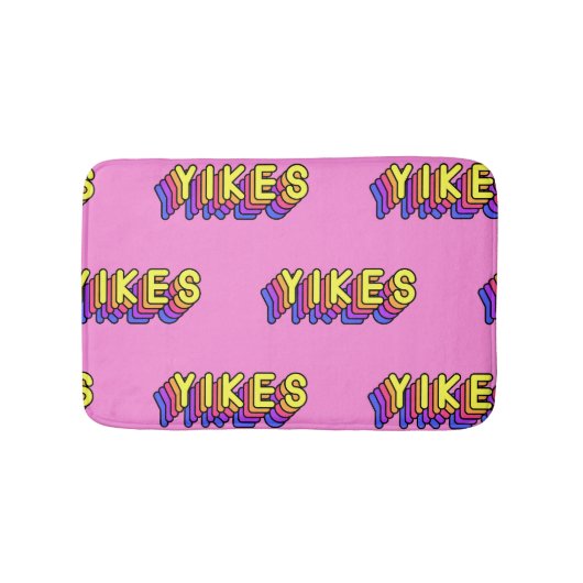 Yikes Words:ピンクのヴィンテージ壁紙。 バスマット (正面)