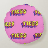 Yikes Words:ピンクのヴィンテージ壁紙。 ラウンドクッション (裏面)