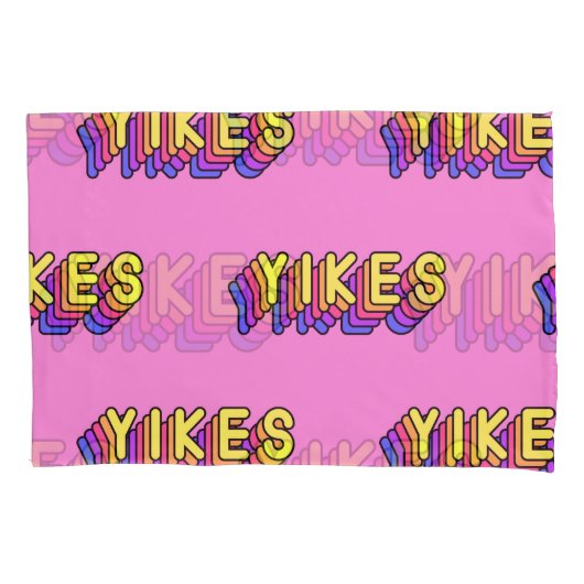 Yikes Words:ピンクのヴィンテージ壁紙。 枕カバー (正面)
