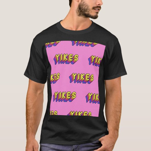Yikes Words:ピンクのヴィンテージ壁紙。 Tシャツ (正面)
