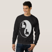 Yin and Yang ferrets on black background スウェットシャツ (正面フル)