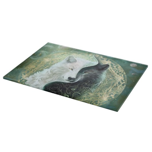 Yin and Yang wolves  カッティングボード (角)