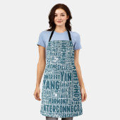 Yin Yan Nuage de Mots Texte Motif Interconnexion エプロン (着用した状態)