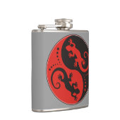 YIN & YANG ヤモリ 黒 赤 + 背景のアイデア フラスク (右)