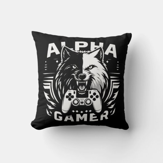 Yin Yang Alpha Gamer Wolf クッション (正面)