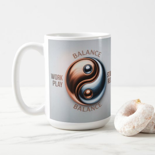 Yin Yang Balance Work Play Study Rest Mug コーヒーマグカップ (ドーナツ)