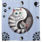 Yin Yang Cat Paws シャワーカーテン (正面)