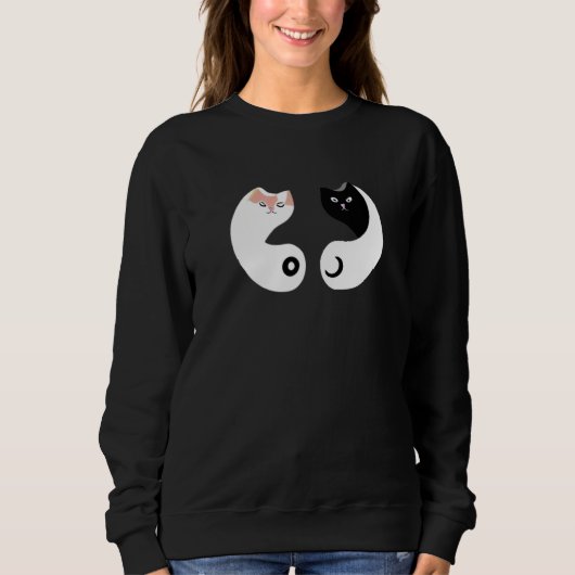 Yin Yang Cats White Black Eastern Philosophy Duali スウェットシャツ (正面)