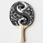 Yin Yang Dragon in Black and White Personalized 卓球ラケット (裏面)