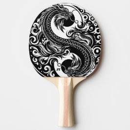 Yin Yang Dragon in Black and White Personalized 卓球ラケット