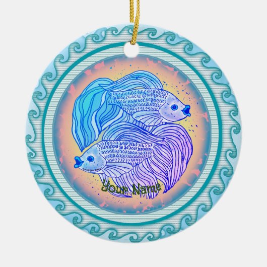 Yin Yang Fish セラミックオーナメント (正面)