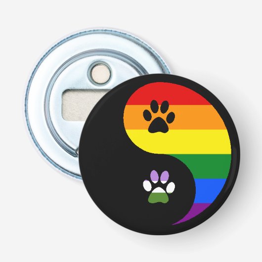 Yin-Yang Genderqueer Button Bottle Opener 栓抜き (正面)