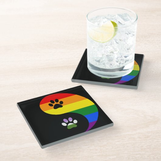 Yin-Yang Genderqueer Coaster ガラスコースター (アングル)