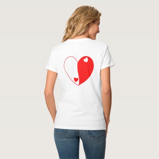 Yin Yang Heart Love Design – Balance & Harmony Tシャツ (裏面フル)