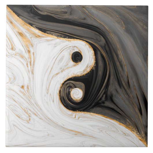 Yin Yang Liquid Marble タイル (正面)