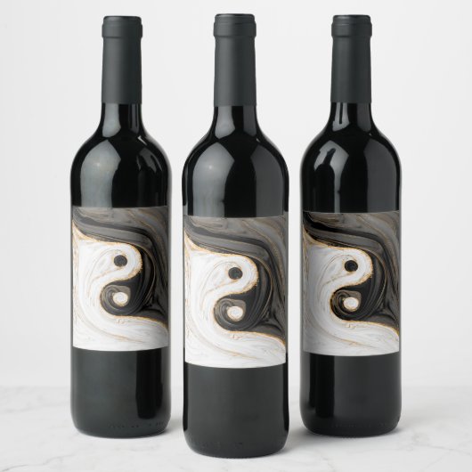 Yin Yang Liquid Marble ワインラベル (ボトル)