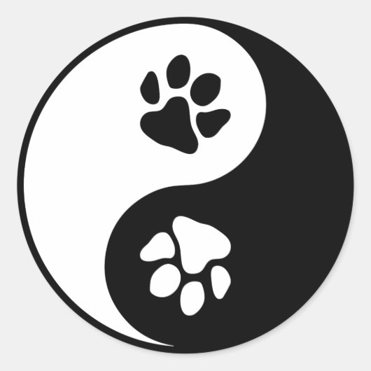 Yin Yang Paw Classic Round Sticker ラウンドシール (正面)