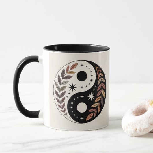 Yin Yang Plant Stars Meditation Mug マグカップ (ドーナツ)