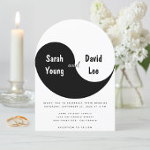 Yin Yang Simple Black and White Arch Wedding 招待状