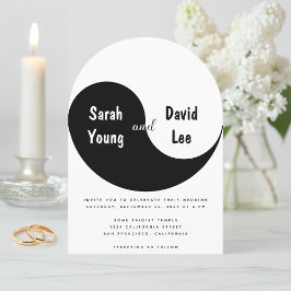 Yin Yang Simple Black and White Arch Wedding 招待状