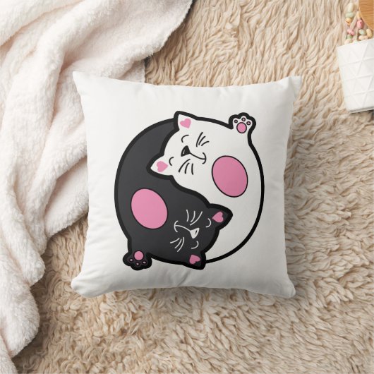 Yin Yang Sleeping Cats In Black And White  クッション (ブランケット)