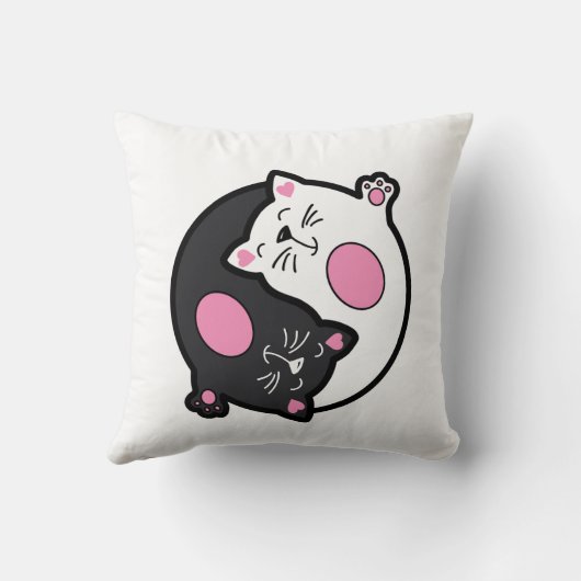 Yin Yang Sleeping Cats In Black And White  クッション (裏面)