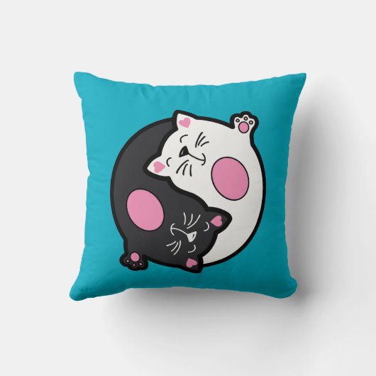 Yin Yang Sleeping Cats In Black And White クッション (裏面)
