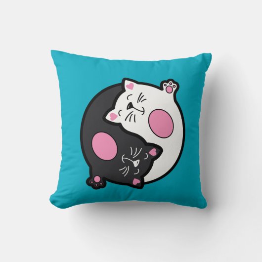 Yin Yang Sleeping Cats In Black And White  クッション (正面)