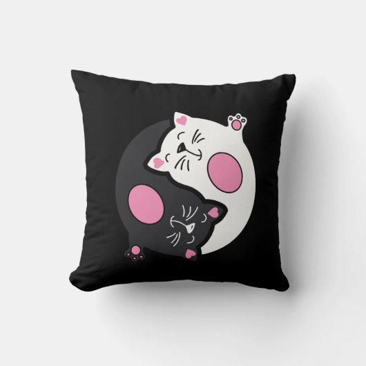 Yin Yang Sleeping Cats In Black And White  クッション (正面)