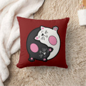 Yin Yang Sleeping Cats In Black And White  クッション (ブランケット)