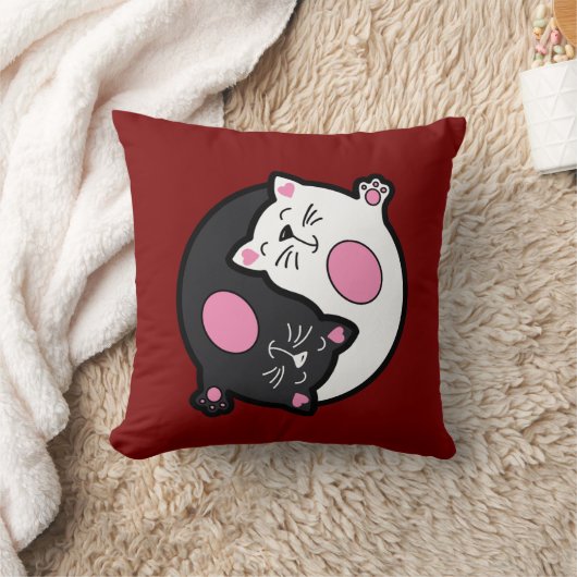 Yin Yang Sleeping Cats In Black And White  クッション (ブランケット)