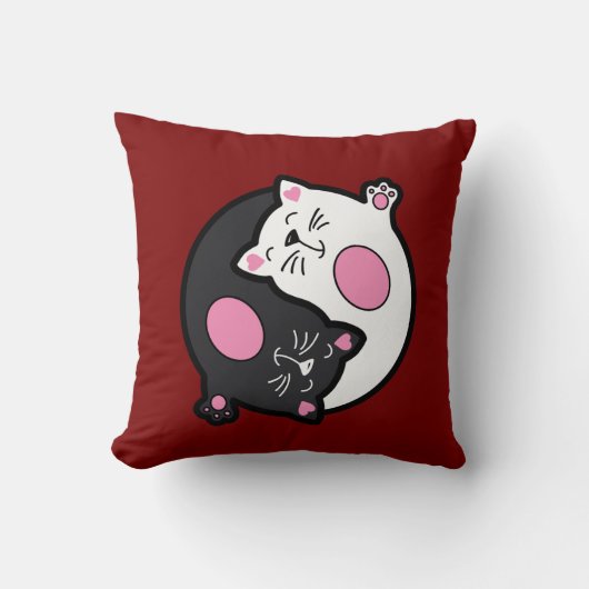 Yin Yang Sleeping Cats In Black And White  クッション (正面)