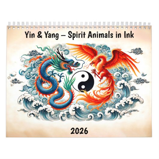 Yin & Yang – Spirit Animals in Ink カレンダー (カバー)