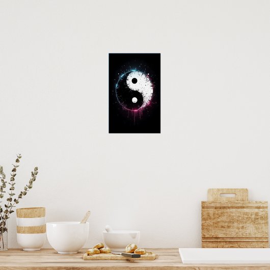 Yin Yang Splash Art Poster Print - Zen Decor ポスター (キッチン)