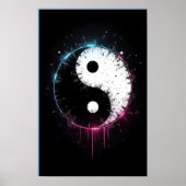 Yin Yang Splash Art Poster Print - Zen Decor ポスター (正面)